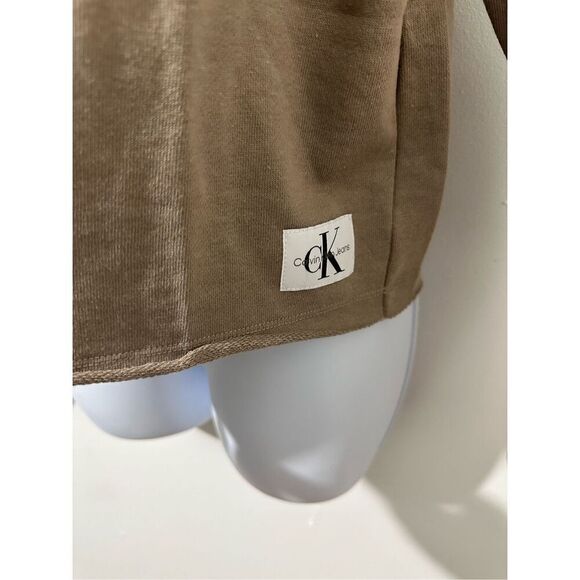 Calvin Klein Performance Crop, Quarter Zip, Cotton Hoodie, Brown, NWT Sz S A740 - Picture 2 of 6